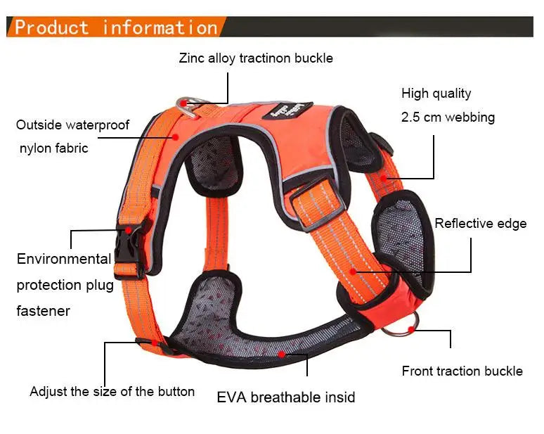 High-Quality Adjustable Pet Dog Harness & Collar for Training and Protection