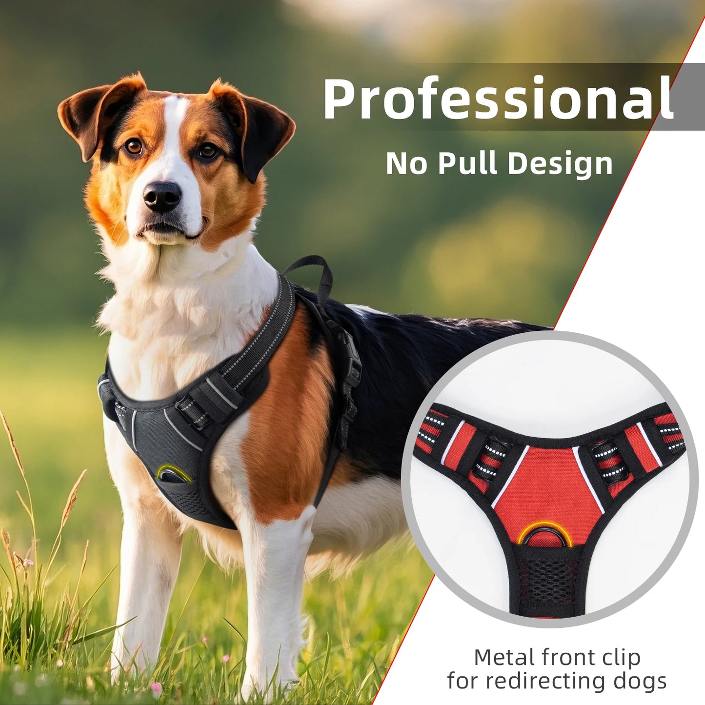 No-Pull Dog Harness – Heavy-Duty Reflective Vest with Front Clip & Easy Control Handle