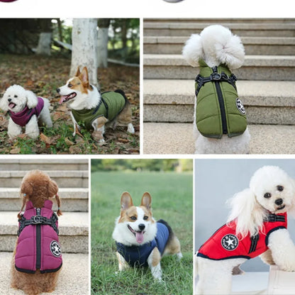 Waterproof Winter Dog Jacket with Built-In Harness Ring