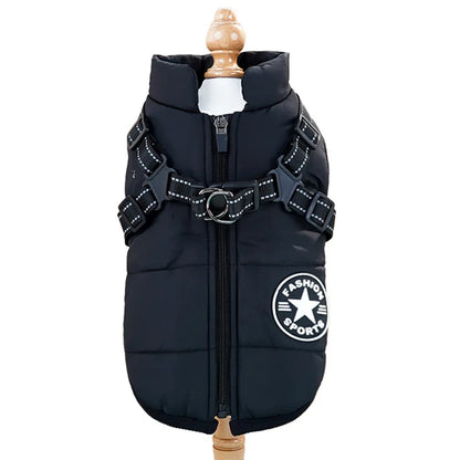 Waterproof Winter Dog Jacket with Built-In Harness Ring