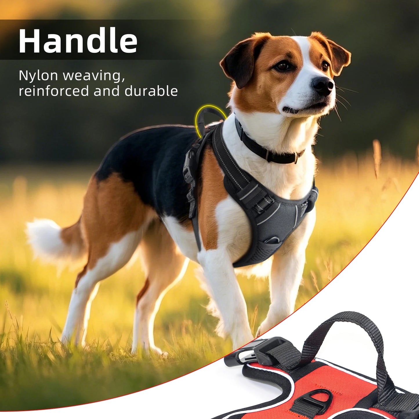 No-Pull Dog Harness – Heavy-Duty Reflective Vest with Front Clip & Easy Control Handle