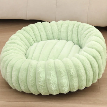 Plush Round Pet Bed for Cats & Small Dogs – Soft Washable Donut Bed with Non-Slip Base (16” to 35”)
