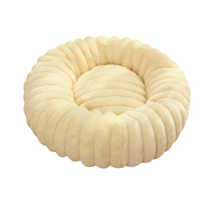 Plush Round Pet Bed for Cats & Small Dogs – Soft Washable Donut Bed with Non-Slip Base (16” to 35”)