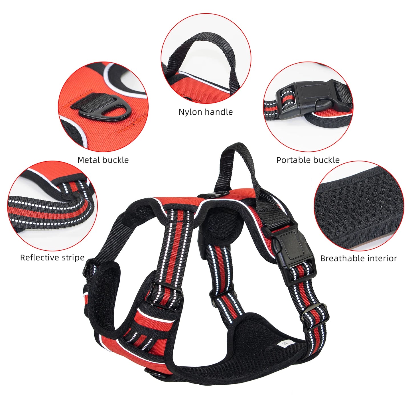 No-Pull Dog Harness – Heavy-Duty Reflective Vest with Front Clip & Easy Control Handle