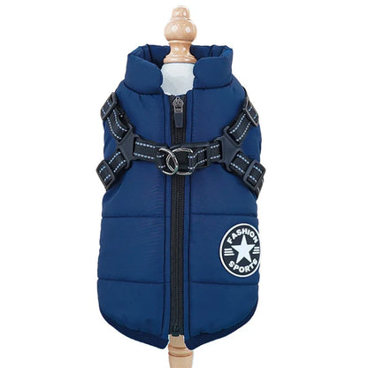 Waterproof Winter Dog Jacket with Built-In Harness Ring