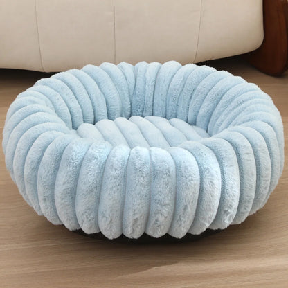 Plush Round Pet Bed for Cats & Small Dogs – Soft Washable Donut Bed with Non-Slip Base (16” to 35”)