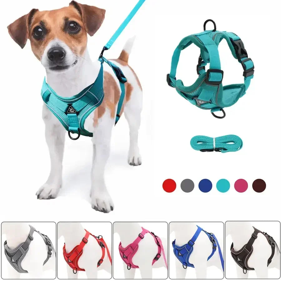 Adjustable No-Pull Dog Harness & Leash Set – Secure, Reflective & Comfortable for Small and Medium Pets