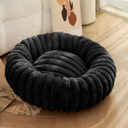 Plush Round Pet Bed for Cats & Small Dogs – Soft Washable Donut Bed with Non-Slip Base (16” to 35”)
