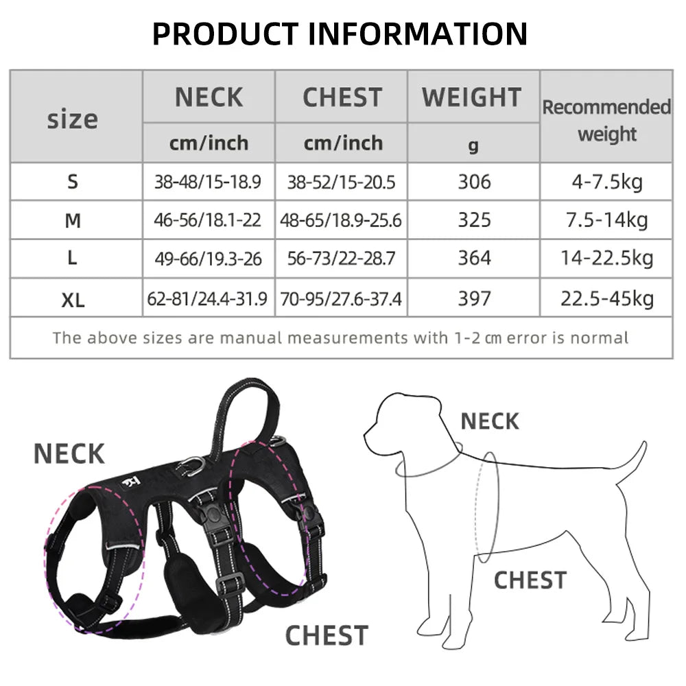 Reflective Big Dog Harness – Adjustable & Explosion-Proof with Reinforced Handle