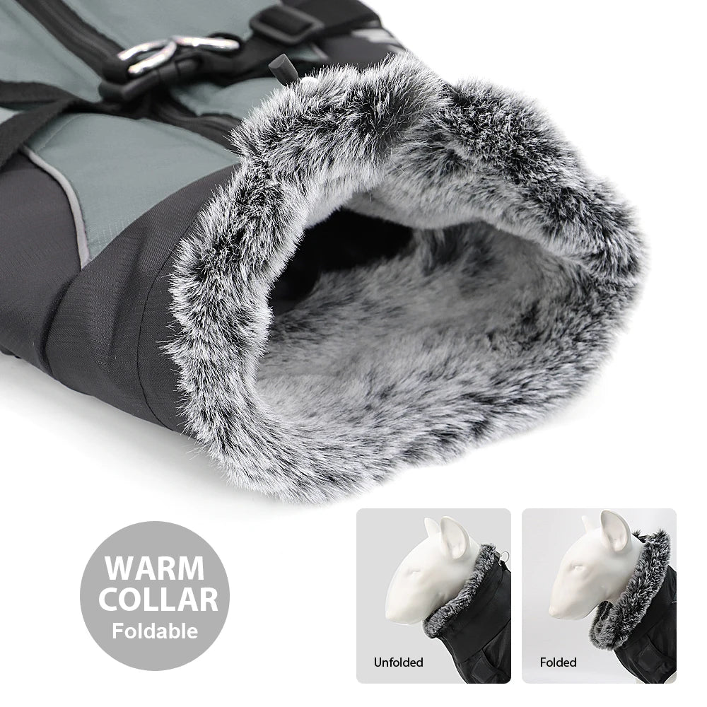 Waterproof & Warm Winter Dog Coat with Built-In Harness