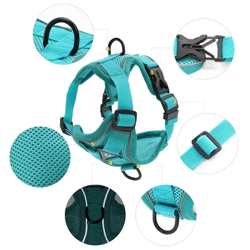 Adjustable No-Pull Dog Harness & Leash Set – Secure, Reflective & Comfortable for Small and Medium Pets