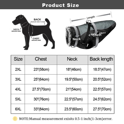 Manteau d'hiver imperméable et chaud pour chien avec harnais intégré