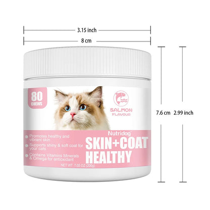 Skin & Coat Support Chews for Cats – Omega-3, Biotin & Vitamin E –