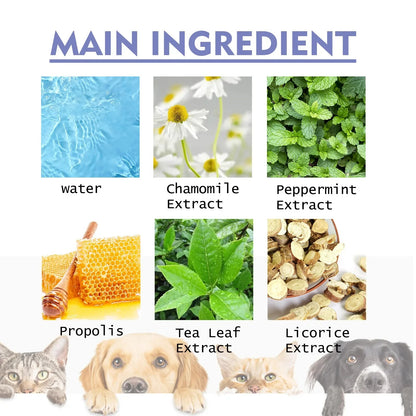 Spray nettoyant buccal pour animaux de compagnie 50 ml pour chiens et chats – Élimine la mauvaise haleine et le tartre, nettoie les dents et rafraîchit l'haleine.