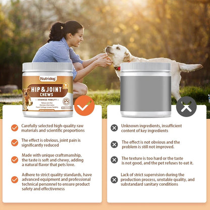 Hip & Joint Support Chews for Dogs – Glucosamine, Chondroitin, MSM & Omega-3 – Mobility & Flexibility Supplement