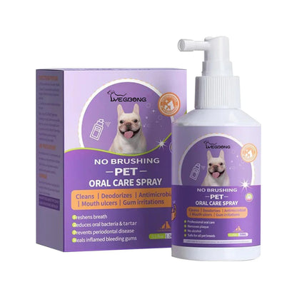 Spray nettoyant buccal pour animaux de compagnie 50 ml pour chiens et chats – Élimine la mauvaise haleine et le tartre, nettoie les dents et rafraîchit l'haleine.